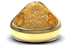 Gouden cachetring met bloemmotief en diamant, model FR60