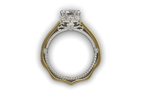 Geel met wit goud dames ring met diamant. model SR39 middensteen 1.00ct