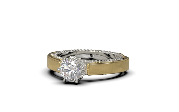 Geel met wit goud dames ring met diamant. model SR39 middensteen 1.00ct
