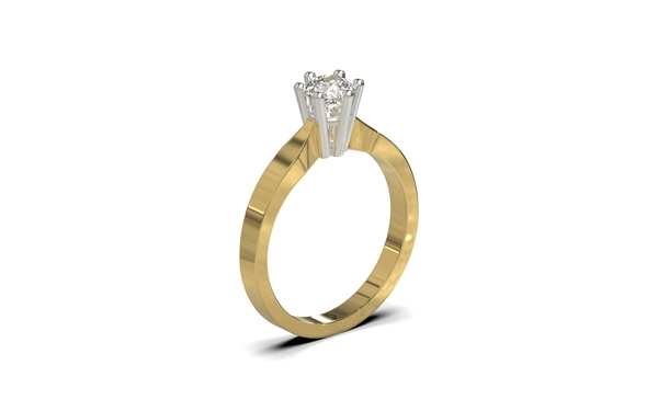 Gouden klassiek solitair ring met diamant. SR41. groei briljant, verloving, aanzoek ring
