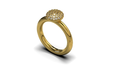 Gouden ring model Brechtje, Fr32 gezet met diamant.